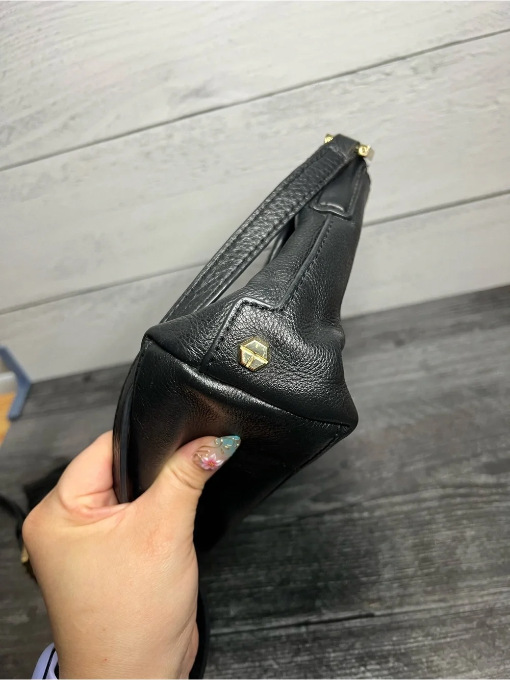 Tory Burch Black Pebbled Leather Logo Crossbody